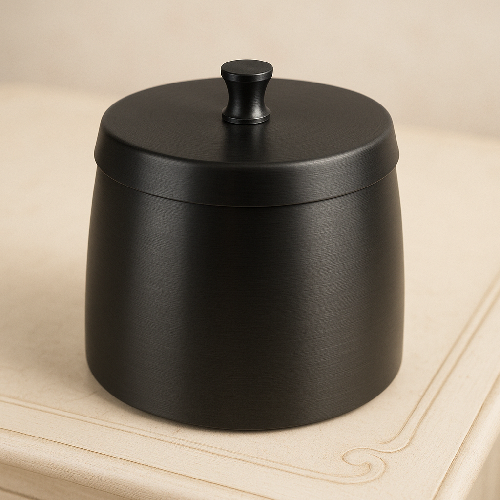 GERMANUS Windascher Aschenbecher für Draußen aus Edelstahl massiv 12 cm schwarz